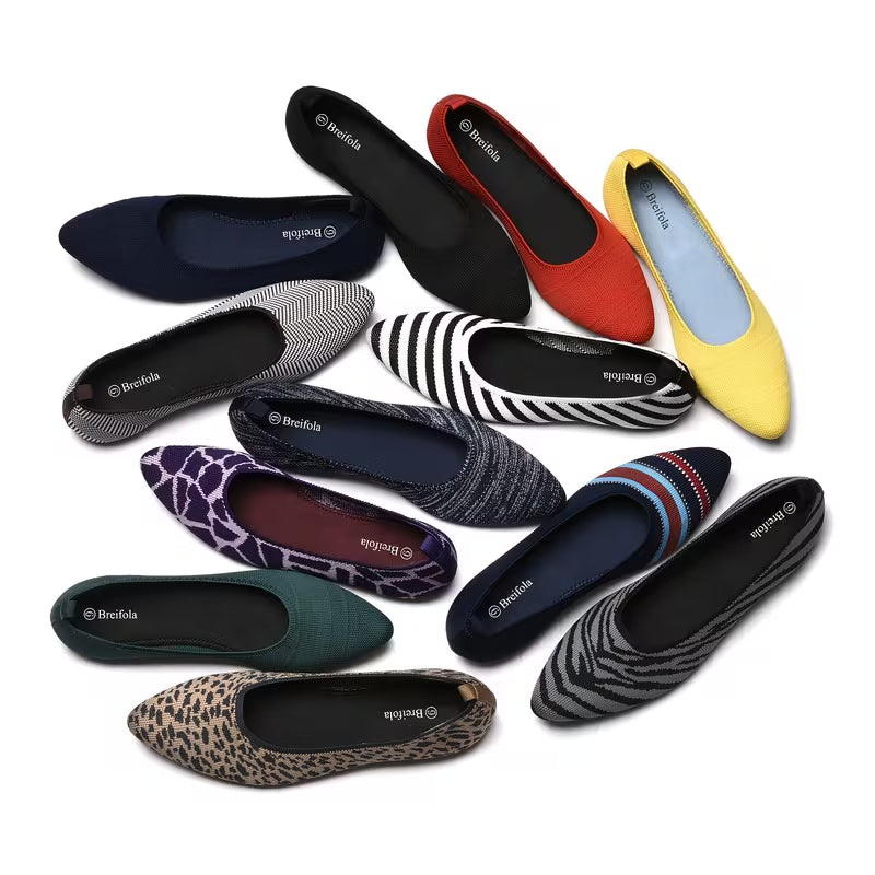 Breathable Knit Mary Jane Flats - Slip-On ( Size: 6 )