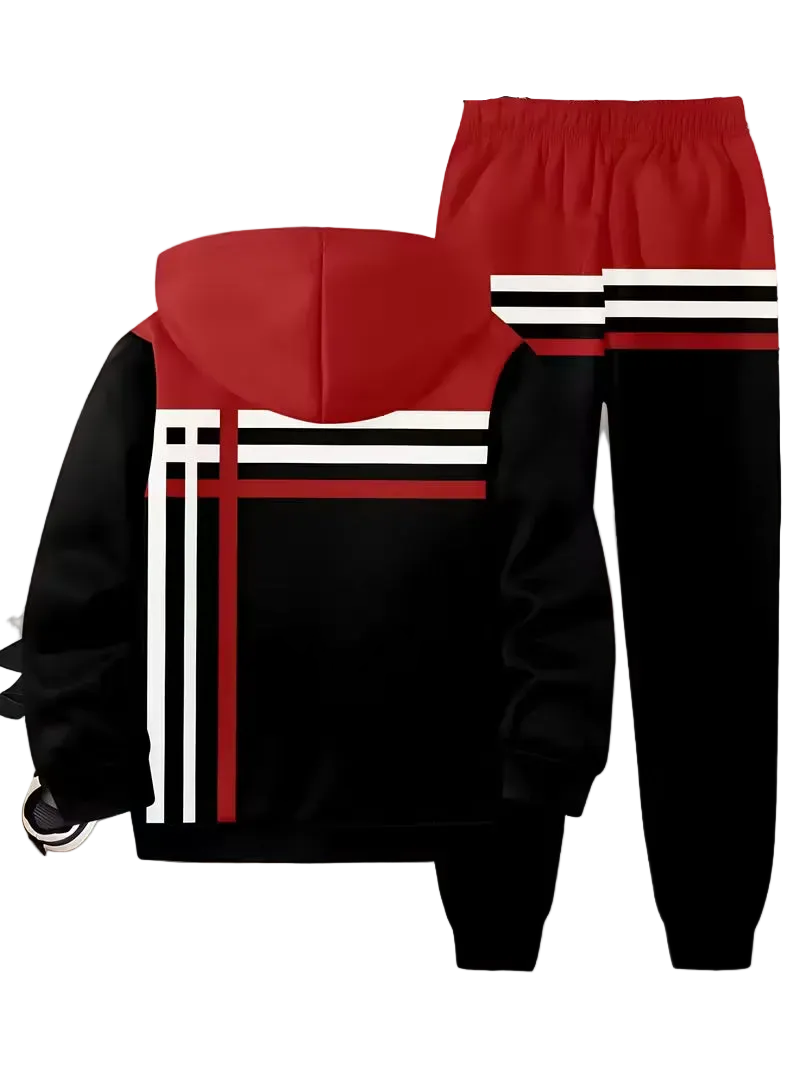 Boys' 3D Printed Casual Zipper Cardigan and Pants Set ( Size: 13-14 )