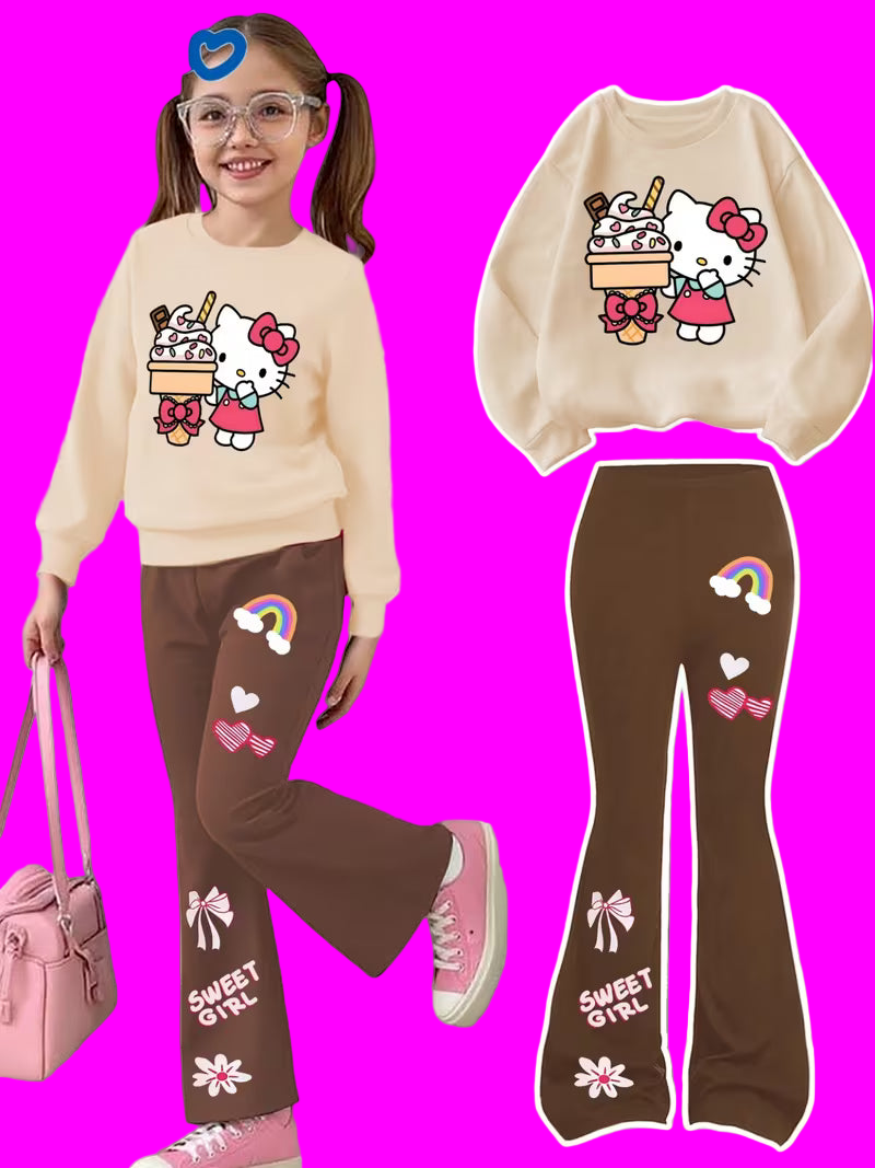 Hello Kitty Casual Sweatshirt and Pants Set for Girls Size: 7-8