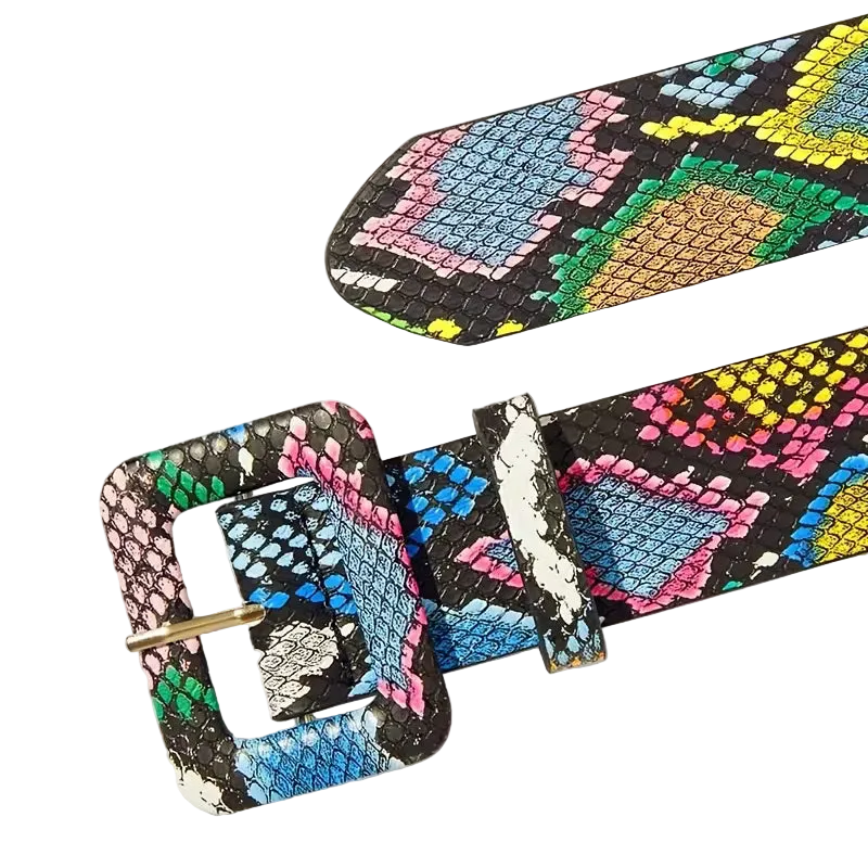 Vintage Green Snake Print Women's Waist Belt ( One Size )