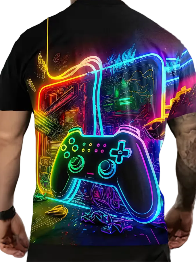 2024 New Men's Gaming Graphic T-Shirt ( Size: L )