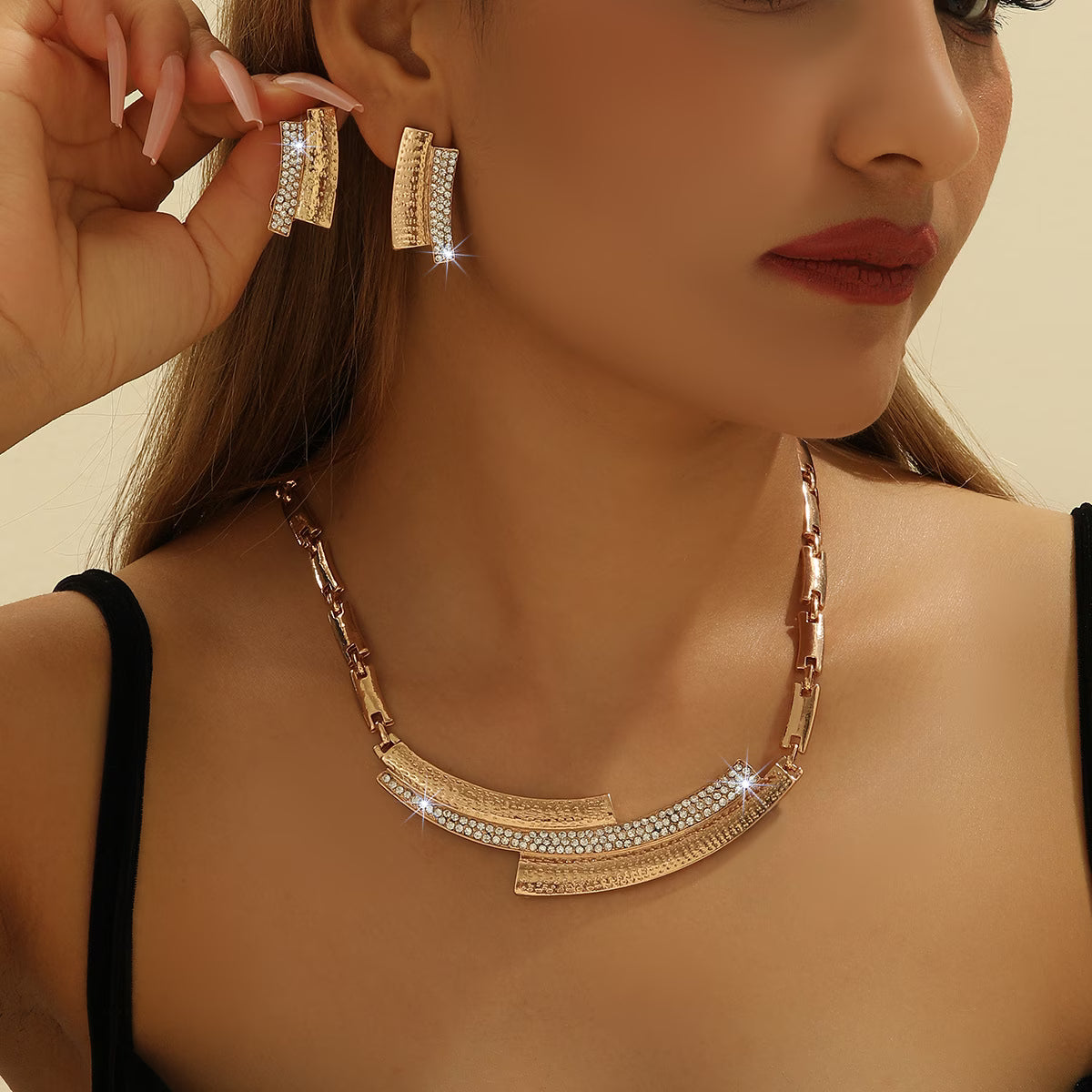 Fashion Long Necklace and Earrings Set