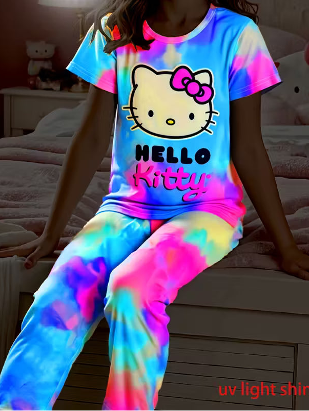 Hello Kitty and Bow Print Long Pants Size: 9-10