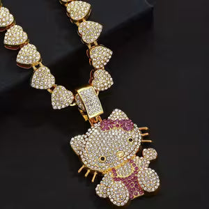 A necklace featuring a kitten-themed pendant