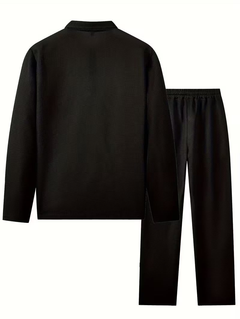 Men's Casual Suit - 2-Piece Solid Color with Plaid Pattern (XXL)