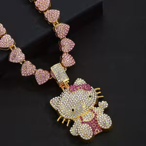 A necklace featuring a kitten-themed pendant