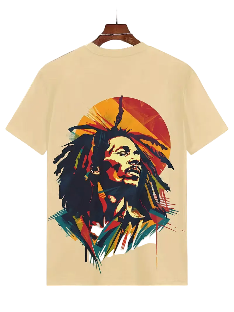 Print Reggae-Inspired Graphic T-Shirt (Size: XL)
