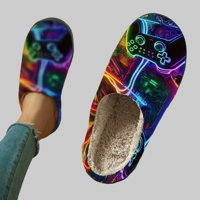 Retro Gaming Slippers, Unisex, Size: 8.5-9