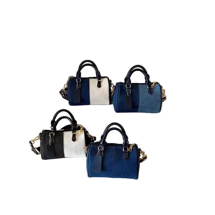 Small square bag features a two-tone retro style