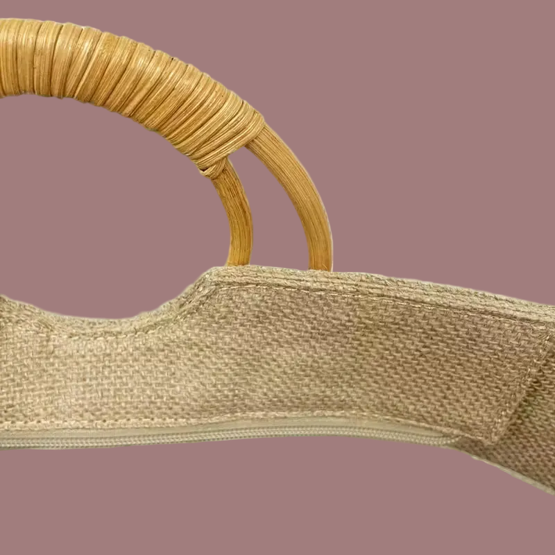 Embroidered Floral Tote Bag with Beaded Accents and a Woven Handle