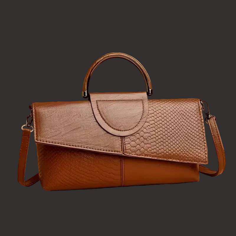 Elegant Handbag with All-Over Crocodile Texture