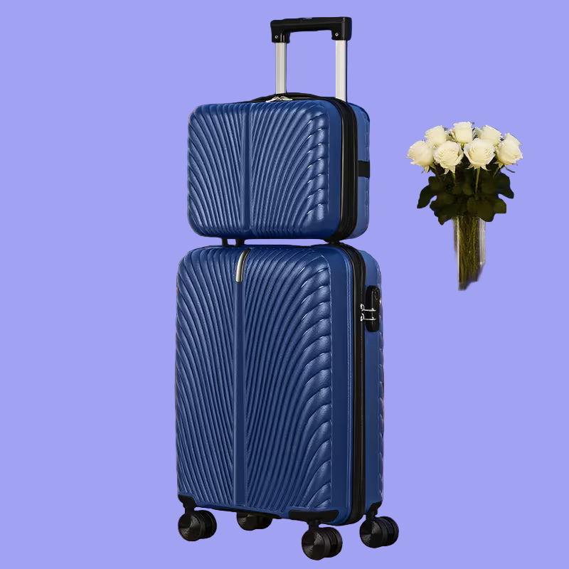 Luggage Carton Set, Consisting Of A 14-inch Luggage Bag And A 20-inch Rolling Suitcase, Navy Blue