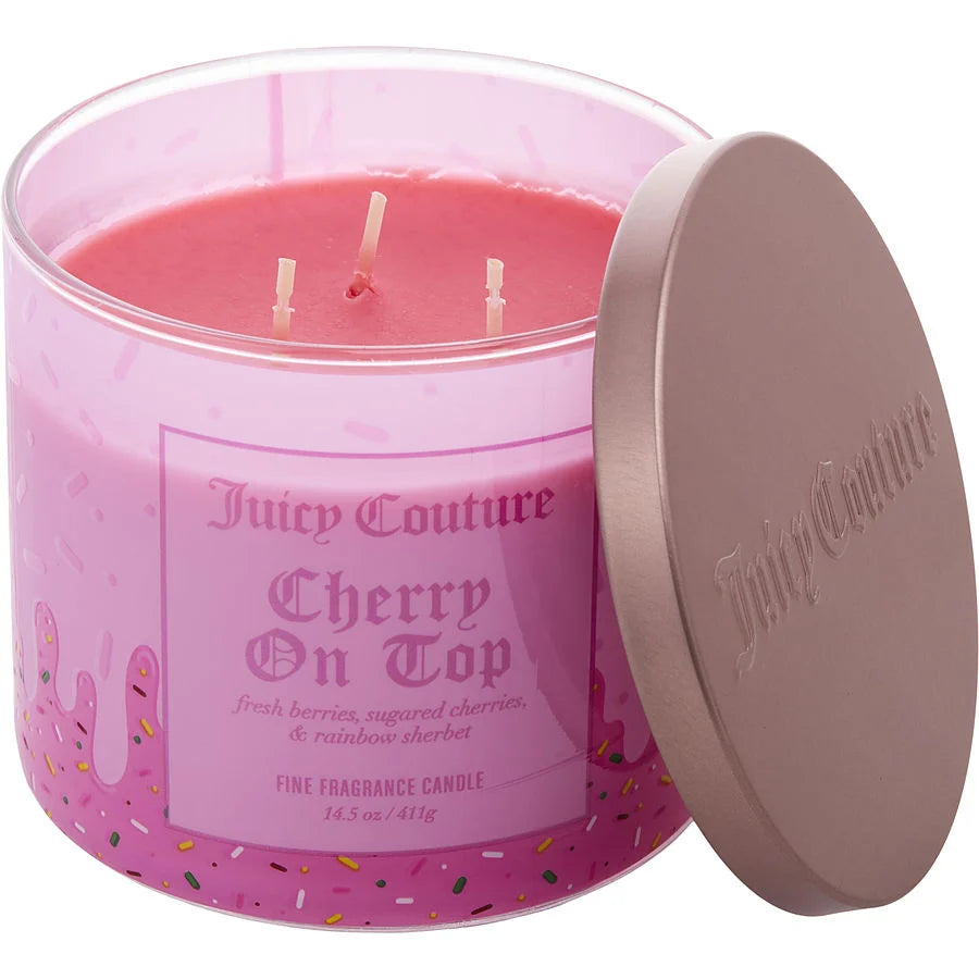 Juicy Couture 14.5 oz Soy Wax Blend 3 Wick Candle - Cherry On Top