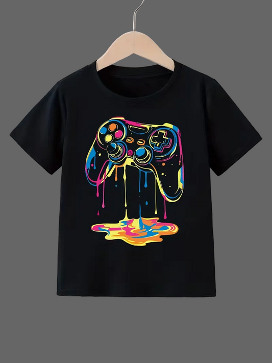 A T-Shirt Featuring a Game Controller Pattern ( 7-8Y )