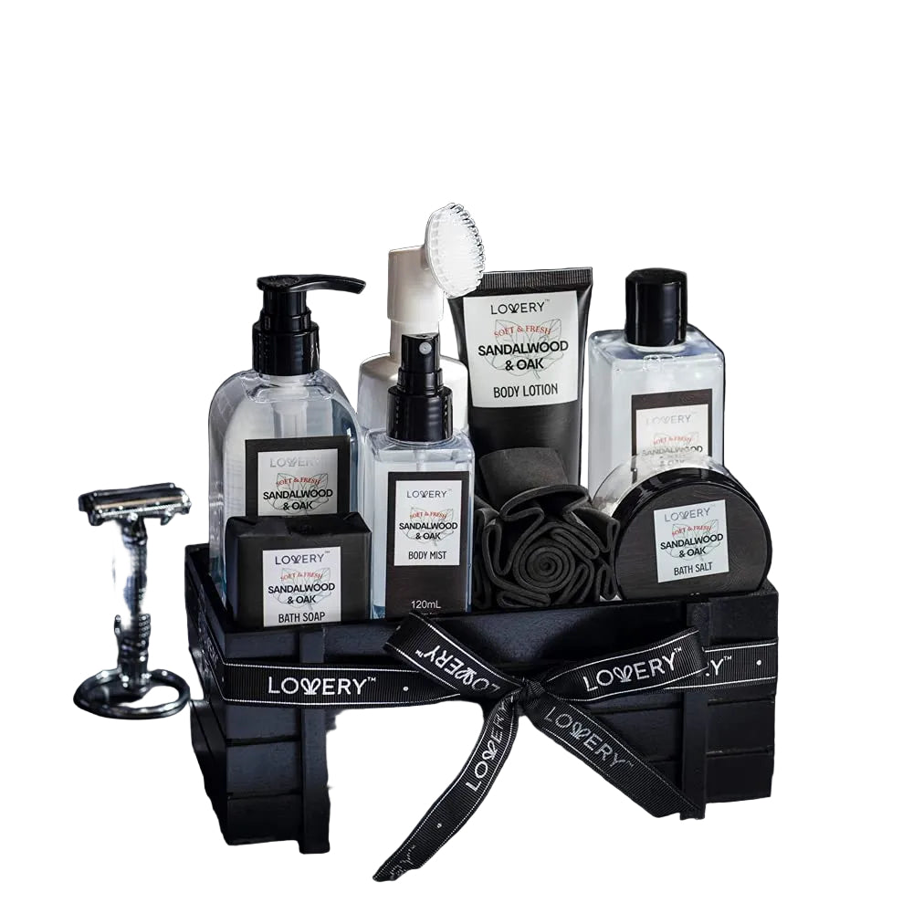Oak Home Bath Set - 9-Piece Body Care Kit for Him