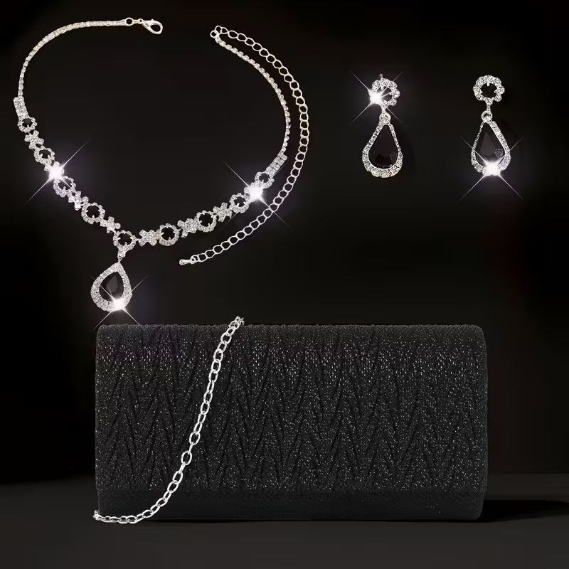 A stylish three-piece evening purse set for women.