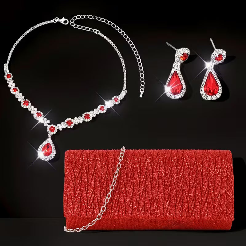 An elegant three-piece evening purse set for women