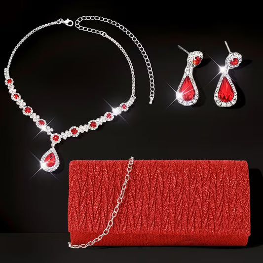 An elegant three-piece evening purse set for women