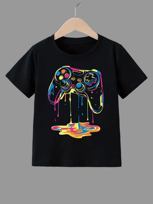 A T-Shirt Featuring a Game Controller Pattern ( 3-4Y )