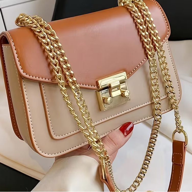 Compact Sliding Chain Decorative Flip Square Purse