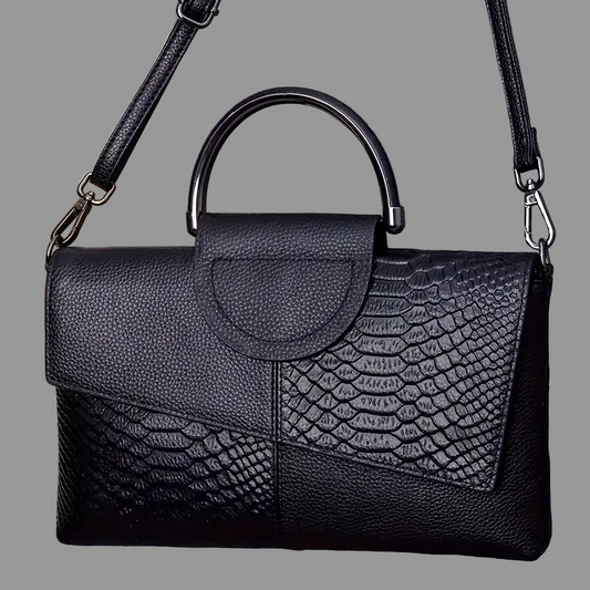 Elegant Handbag with All-Over Crocodile Texture