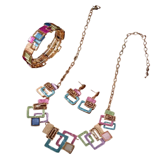 Bohemian Enamel Geometric Jewelry Set