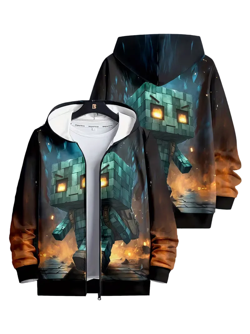 Boys' Fashion Zipper Hooded Cardigan ( Size: 13-14 )