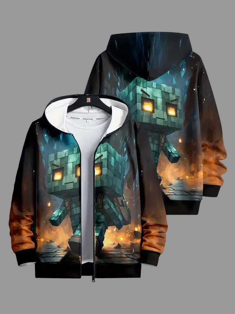 Boys' Fashion Zipper Hooded Cardigan ( Size: 7-8 )