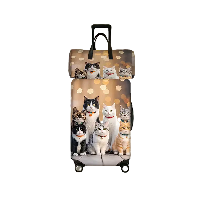 2-piece Cute Cat Group Rhyme Luggage Cover Set