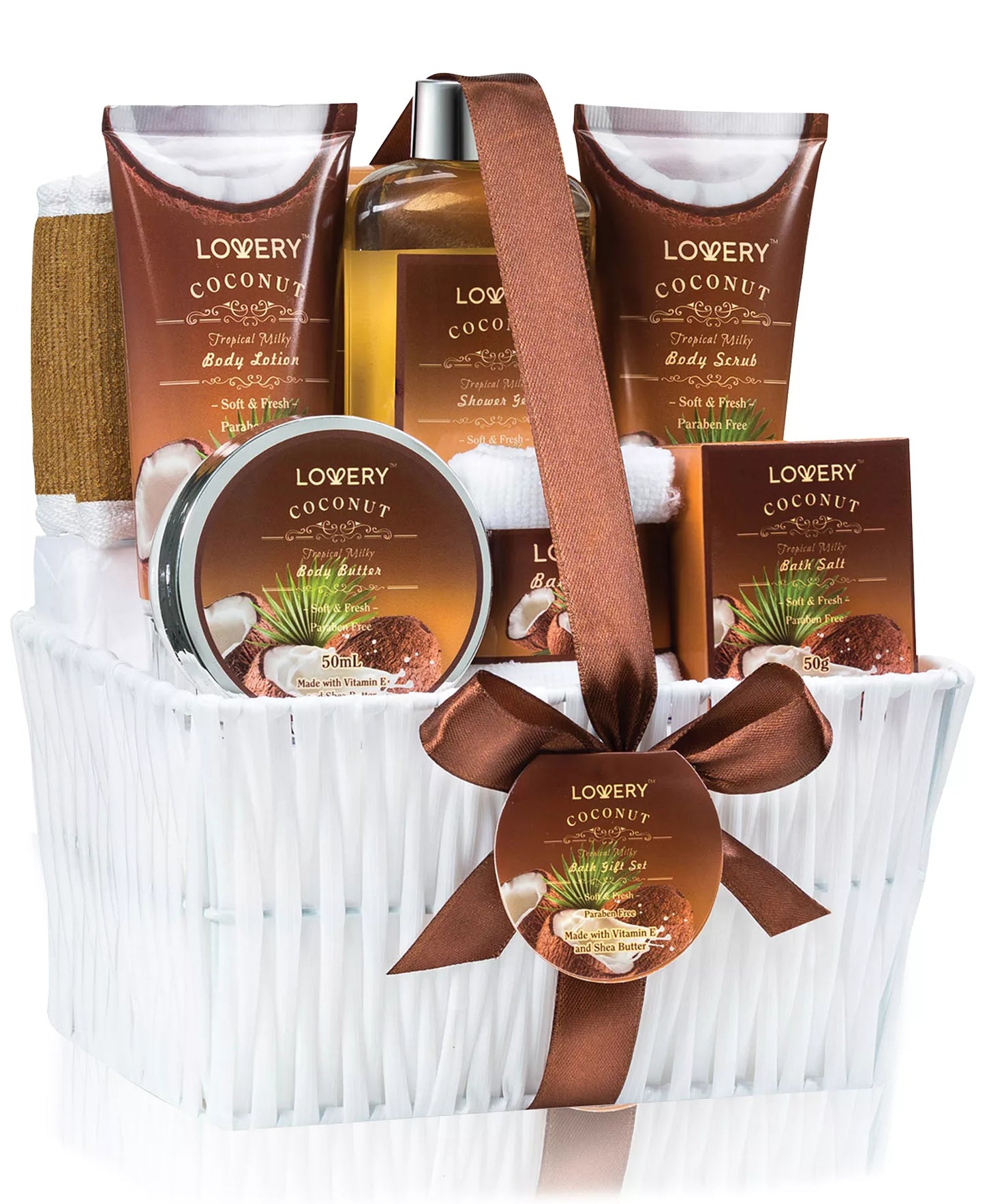 Lovery 9-Piece Tropical Coconut Milk Bath Gift Set for Them
