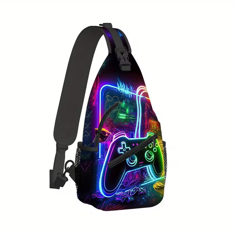 Colorful Game Controller Full-Print Crossbody Bag