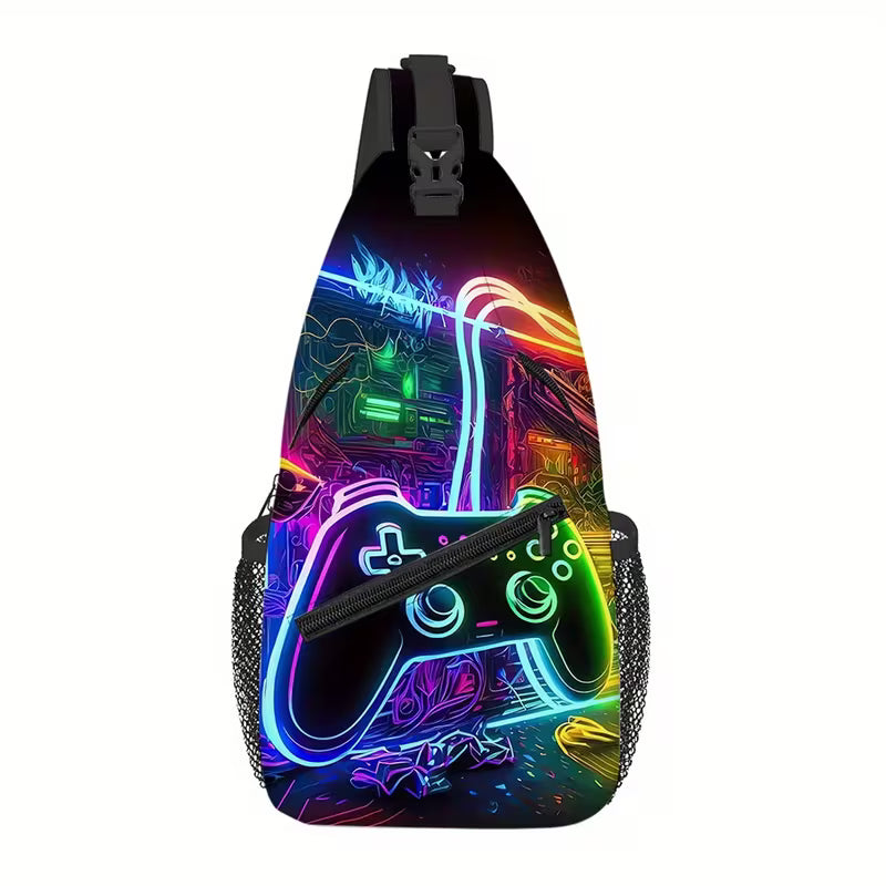 Colorful Game Controller Full-Print Crossbody Bag