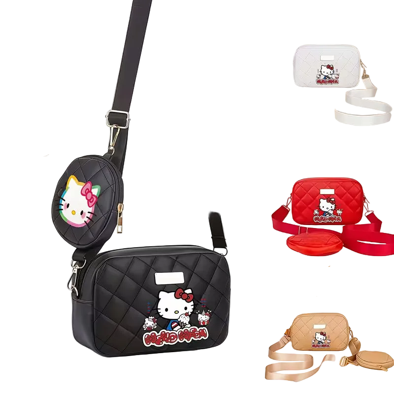 Cat Quilted Crossbody Bag with Mini Purse