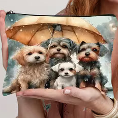 Cartoon dog-printed makeup bag