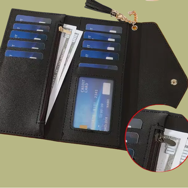 Elegant Women's Trifold Wallet with Tassel Decoration