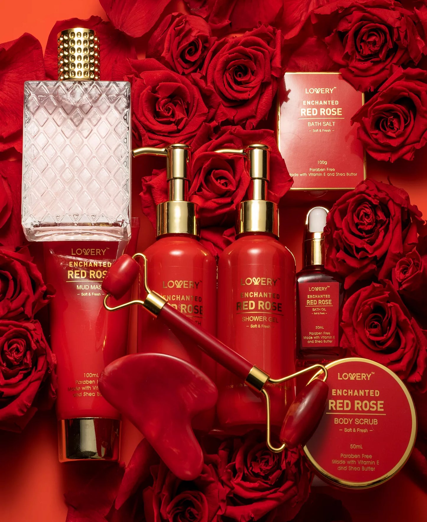 Lovery 10-Pc. Luxe Red Rose Bath & Body Care Gift Set