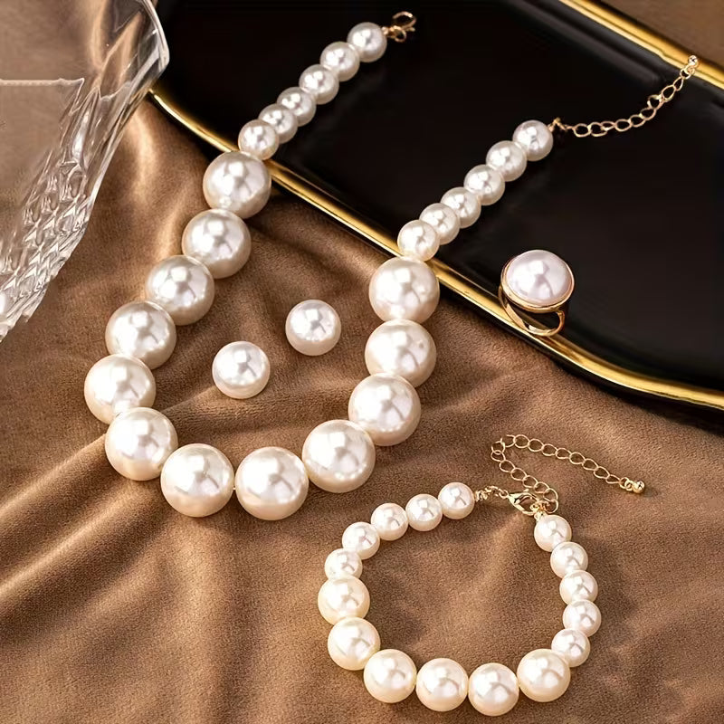 Elegant 4-Piece Pearl Jewelry Set