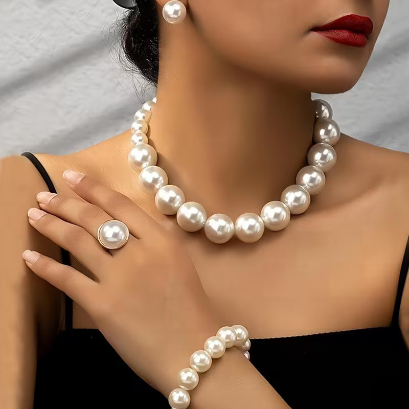 Elegant 4-Piece Pearl Jewelry Set