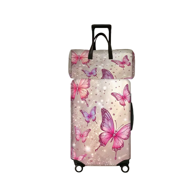 Set of 2 Glitter Butterfly Print Luggage Covers