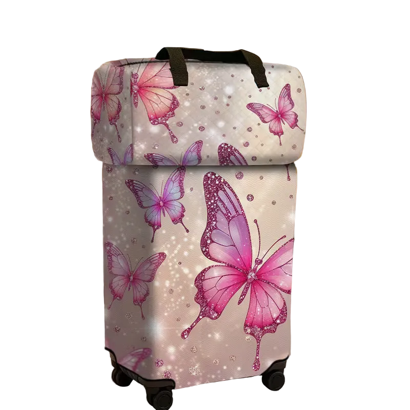 Set of 2 Glitter Butterfly Print Luggage Covers