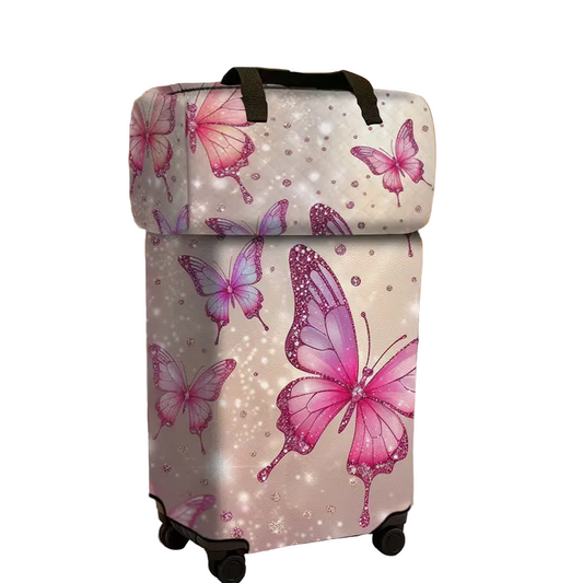 Set of 2 Glitter Butterfly Print Luggage Covers