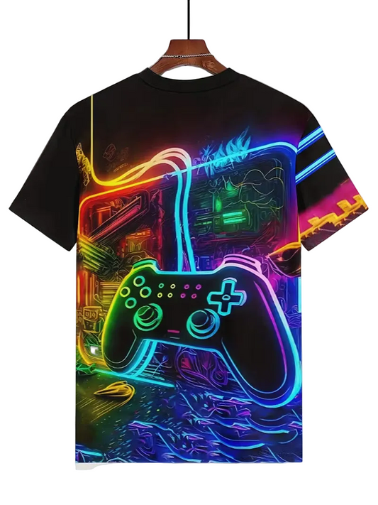 Neon Glow Boys' Gaming T-Shirt ( Size: 7-8 )