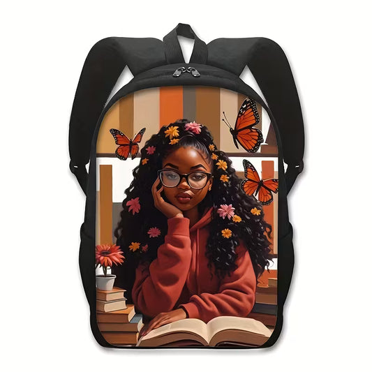 Black Teenage Reading Nook Wall Art Print Backpack
