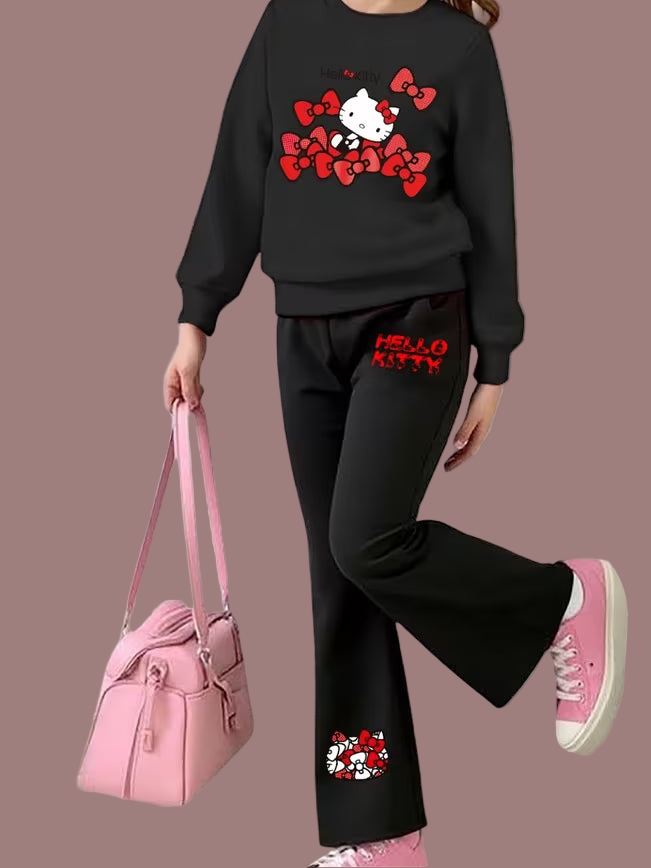 Hello Kitty Casual Sweatshirt And Long Pants Set  Size: 9-10