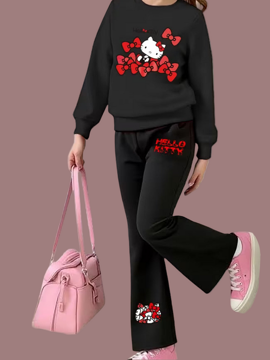 Hello Kitty Casual Sweatshirt And Long Pants Set  Size: 9-10