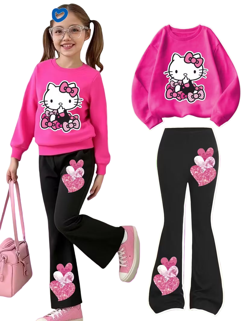 Hello Kitty Casual Sweatshirt and Pants Set for Girls  Size: 7-8