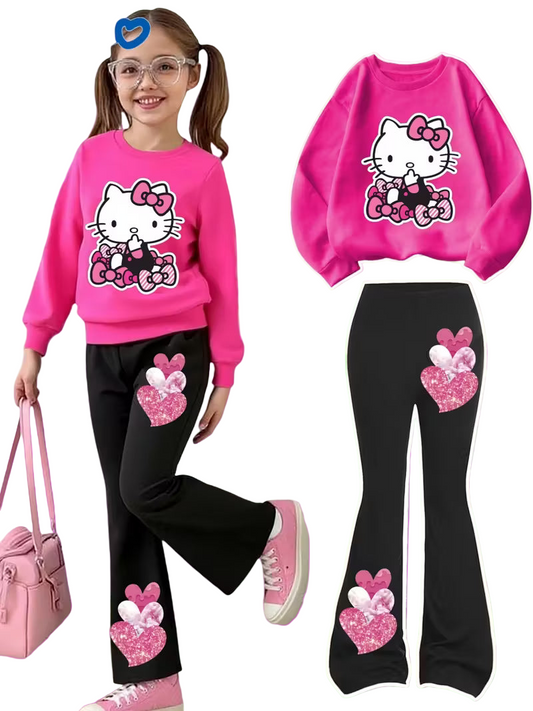 Hello Kitty Casual Sweatshirt and Pants Set for Girls  Size: 7-8