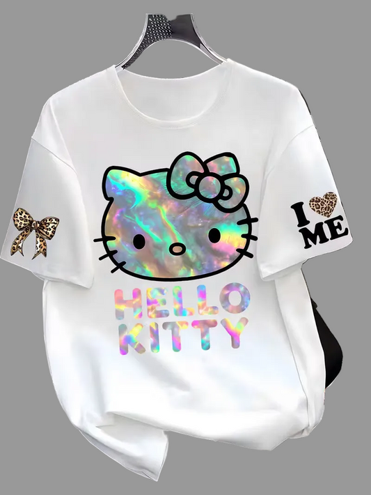 Hello Kitty T-Shirt with a Rainbow Gradient Pattern