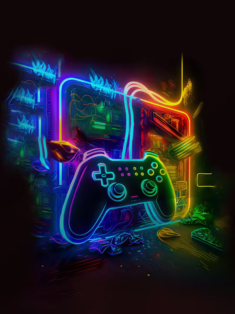 Hoodie outfit featuring a colorful 3D game controller print ( Size: 5-6 )