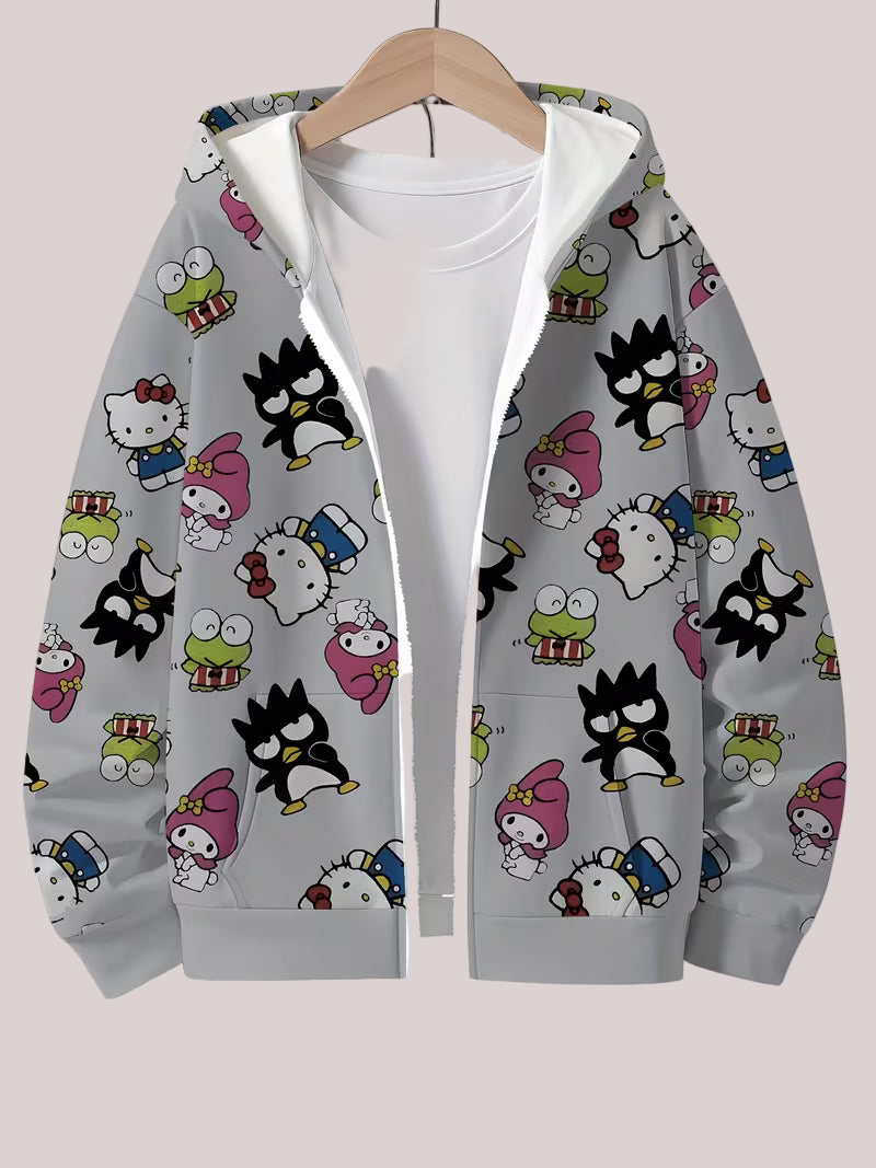 Sanrio Family Long Sleeve Zip-Up Hoodie  Size: 9-10